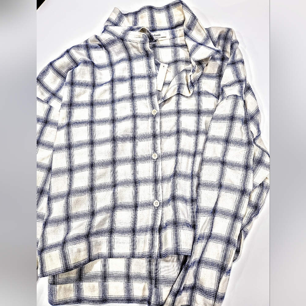 Madewell Crop Plaid Shirt XL